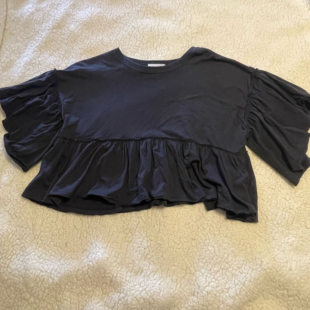 Black Ruffled Urban Outfitters Women's Top
